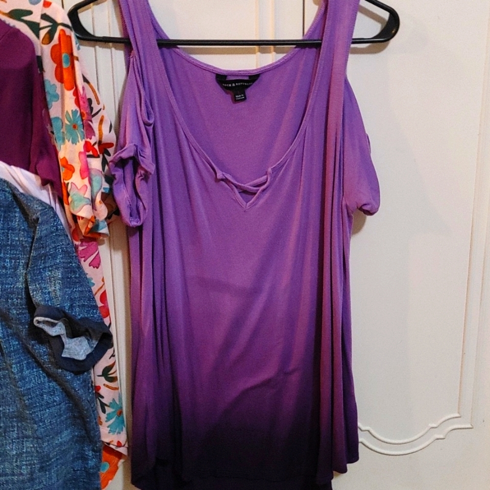 Purple cold sholder tee
